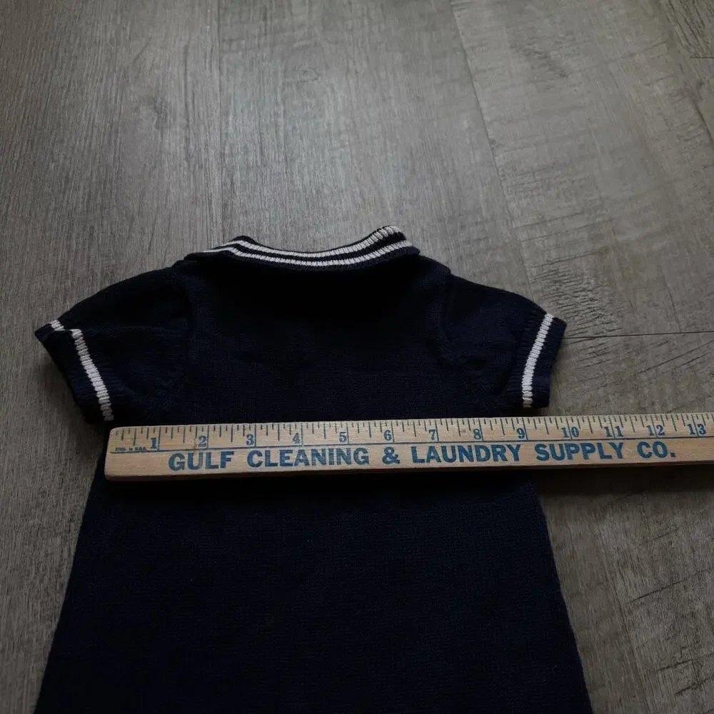 Baby Gap Boys Blue One Piece Striped Collared Sweater-Knit Romper 6-12 months